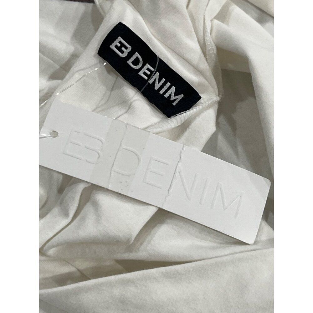 EB Denim Cowl Buckle Dress in White XSmall New Womens Tank mini Bodycon - Picture 9 of 16